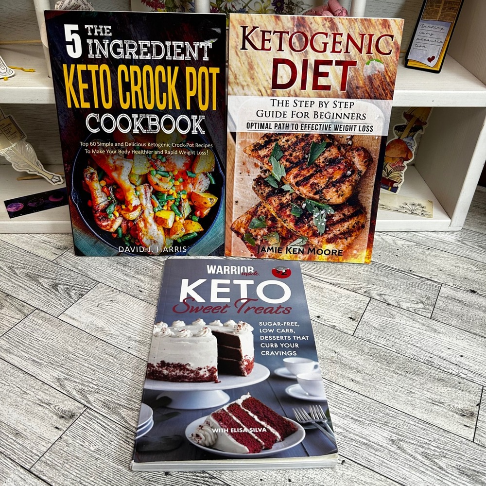 Keto Cookbook Lot 3 Books 5-Ingredient Crock Pot Warrior Sweet Treats